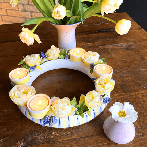 Flower vase ring with 4 Tealight holder HB 735B 735B | Decor 056-1